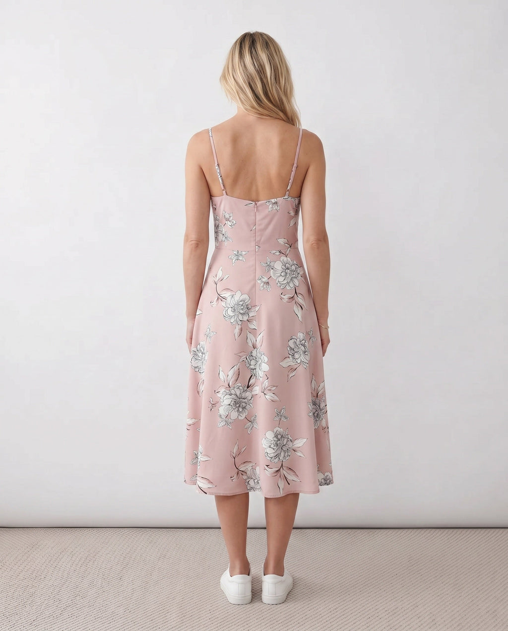 Xenia | Spaghetti Strap Floral Midi Dress