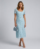 Fleur | Lace Button-Front Midi Dress
