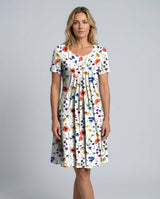 Beatrix | Pleated Floral Short Sleeve Midi Dress