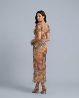 Ada | Watercolour Floral Ruched Midi Dress