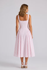 Verity | Sculpted Waist Full Skirt Gingham Midi Dress