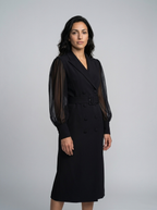 Korean chic Double Breasted Lantern Sleeve Belt Blazer Dress Fashion Elegant Waist Dresses Women Spring Summer