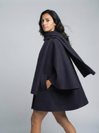 Wool blend scarf short coat