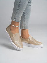 Round Toe Flat Shoes With Sequined Loafers Walking Shoes Women