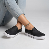 Round Toe Flat Shoes With Sequined Loafers Walking Shoes Women