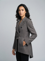 Chic Asymmetrical Plaid Blazer for Women
