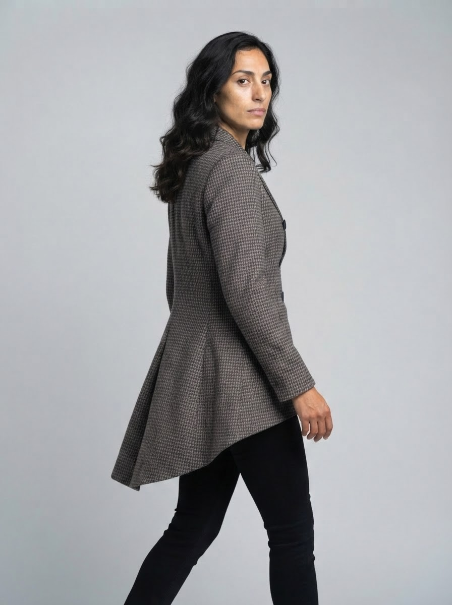 Chic Asymmetrical Plaid Blazer for Women