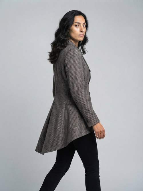 Chic Asymmetrical Plaid Blazer for Women
