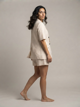 Style Linen Short Sleeve Blazer Jacket for Women
