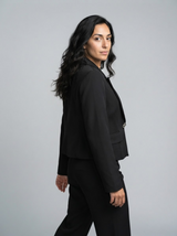 Chic Irregular Collar Back Cut-Out Blazer Jacket for Women