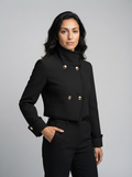 Style Fashionable Casual Gold-Buttoned Short Blazer Jacket for Women