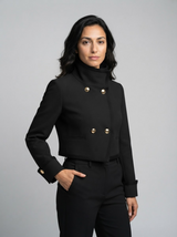 Style Fashionable Casual Gold-Buttoned Short Blazer Jacket for Women