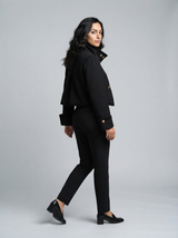 Style Fashionable Casual Gold-Buttoned Short Blazer Jacket for Women