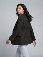 Chic Tweed Blazer for Women Fall Fashion Casual Jacket with Pockets