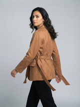 Cassia Milano | Belted Suede-Touch Blazer Coat For Women