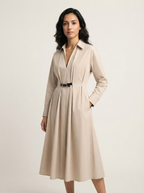 Belted Collared Shirt Dress for Women