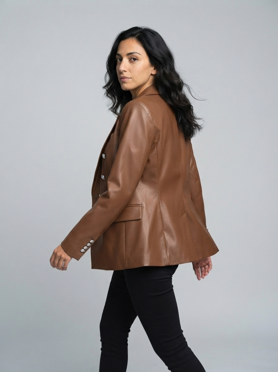 Button Up Collared Neck Blazer