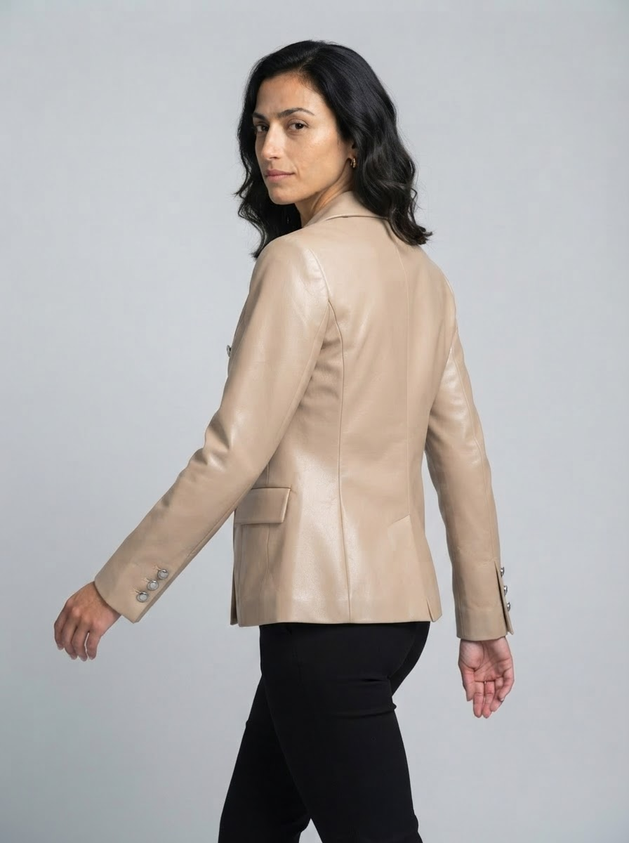 Button Up Collared Neck Blazer