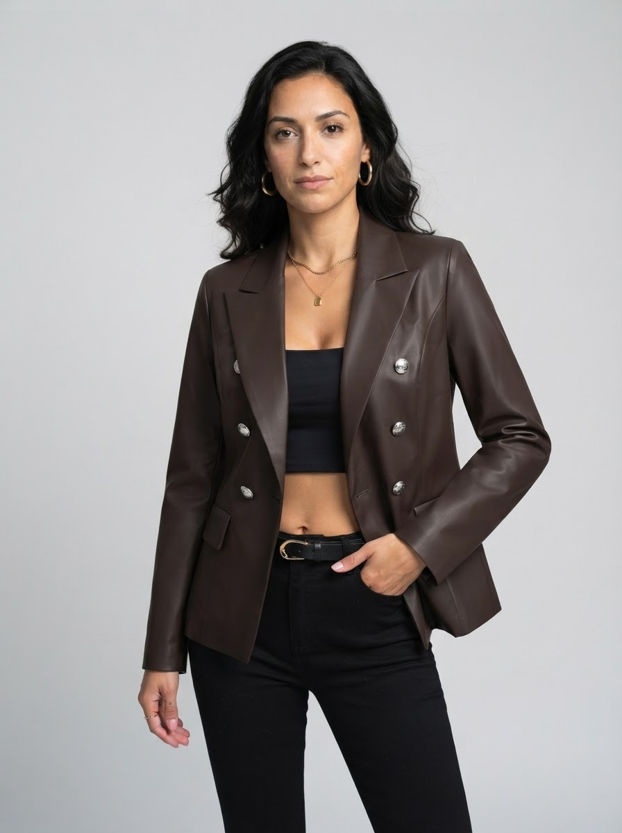 Button Up Collared Neck Blazer