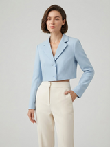 Pure Color Long Sleeve Short Blazer Jacket
