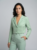 Pure Color Long Sleeve Short Blazer Jacket