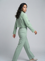 Pure Color Long Sleeve Short Blazer Jacket