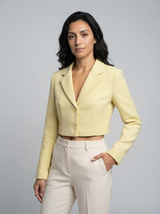 Pure Color Long Sleeve Short Blazer Jacket