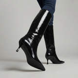 Women Slim High Heel Luxury Knee High Boots Fashion Comfortable Round Toe Stiletto Long Boots