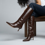 Women Slim High Heel Luxury Knee High Boots Fashion Comfortable Round Toe Stiletto Long Boots