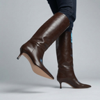 Women Slim High Heel Luxury Knee High Boots Fashion Comfortable Round Toe Stiletto Long Boots