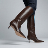 Women Slim High Heel Luxury Knee High Boots Fashion Comfortable Round Toe Stiletto Long Boots