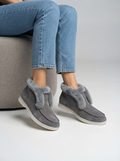 Ankle boots cow-suede-leather boots natural-fur Warm winter boots Slip-on snow boots for women