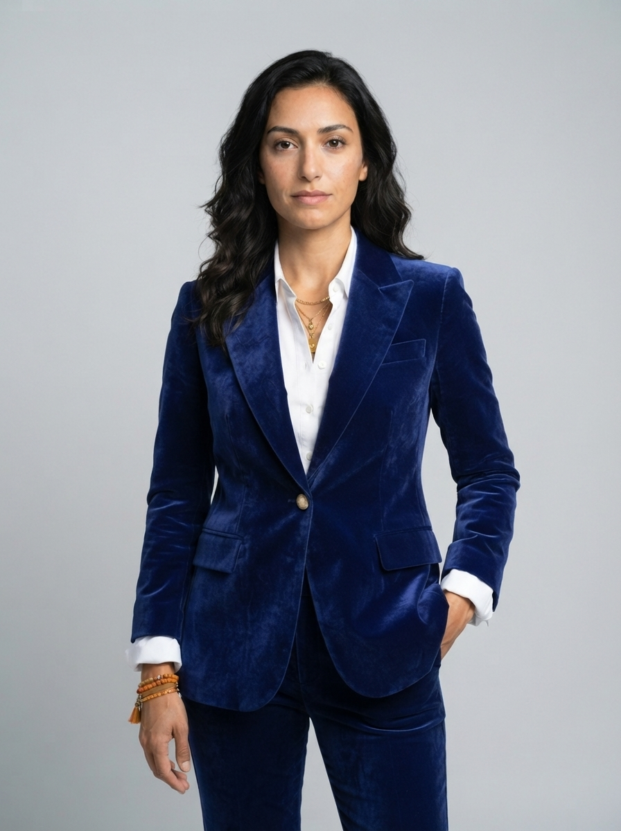 Spring New Fashion Velvet Elegant Fitted Blazer Coat for Women