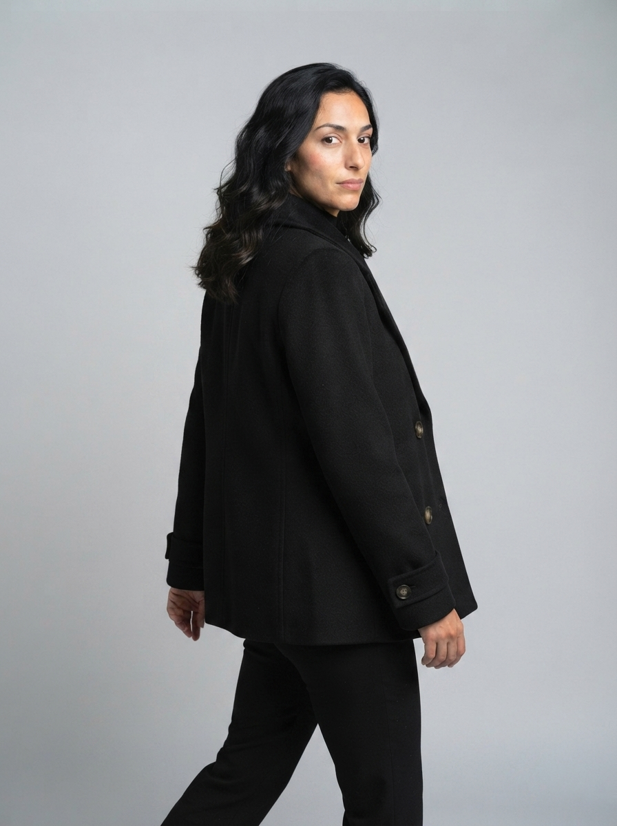 Trendy Wool Coat for Women  Loose Outerwear Notched Lapel Woolen Blazer