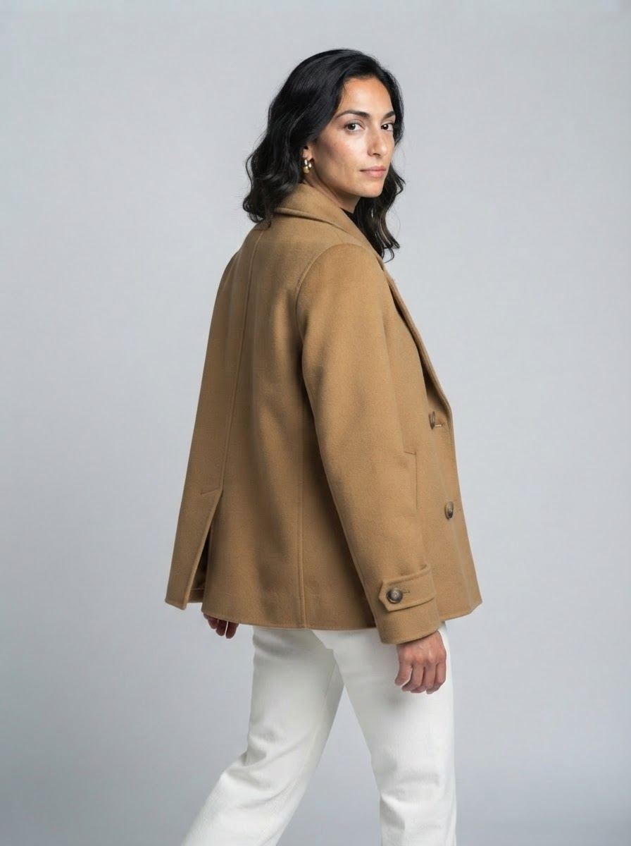 Trendy Wool Coat for Women  Loose Outerwear Notched Lapel Woolen Blazer