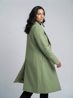 Trendy Wool Coat for Women  Loose Outerwear Notched Lapel Woolen Blazer