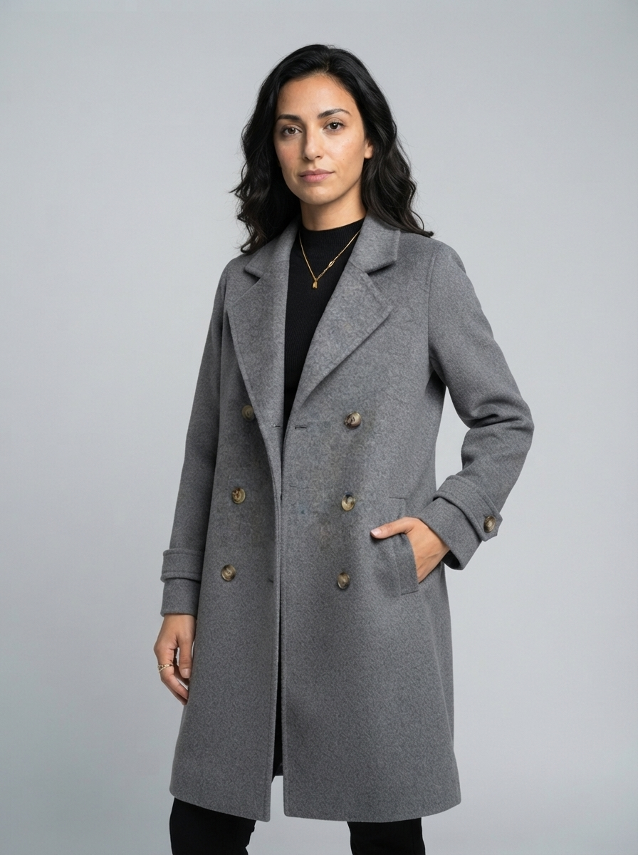 Trendy Wool Coat for Women  Loose Outerwear Notched Lapel Woolen Blazer