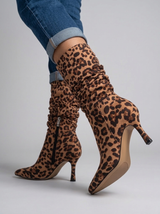 Kira Leopard-Print Knee-High Boots | Women's Heeled Footwear