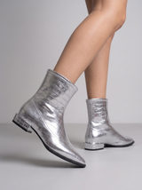Piper Silver-Zip Ankle Boots | Women's Low-Heel Footwear