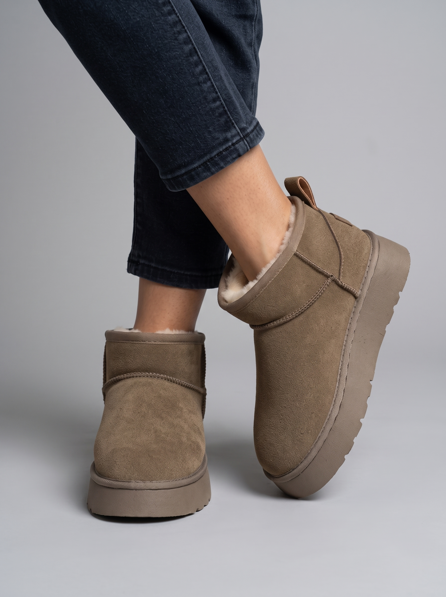 Women ankle 4.5cm rubber boots with fur platform fashion boots