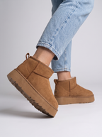 Women ankle 4.5cm rubber boots with fur platform fashion boots