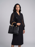 High Quality Leather Shoulder Bag For Women Luxury Alligator Handbag Designer Women Bag Retro Bamboo Handle Tote Bag Female