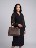 High Quality Leather Shoulder Bag For Women Luxury Alligator Handbag Designer Women Bag Retro Bamboo Handle Tote Bag Female