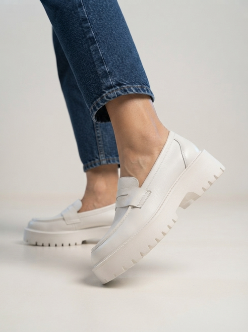 Bianca Genuine Leather Platform Loafers | Women's Slip-On Flats