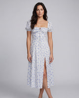 Lila | Floral Puff Sleeve Corset Boho Midi Dress