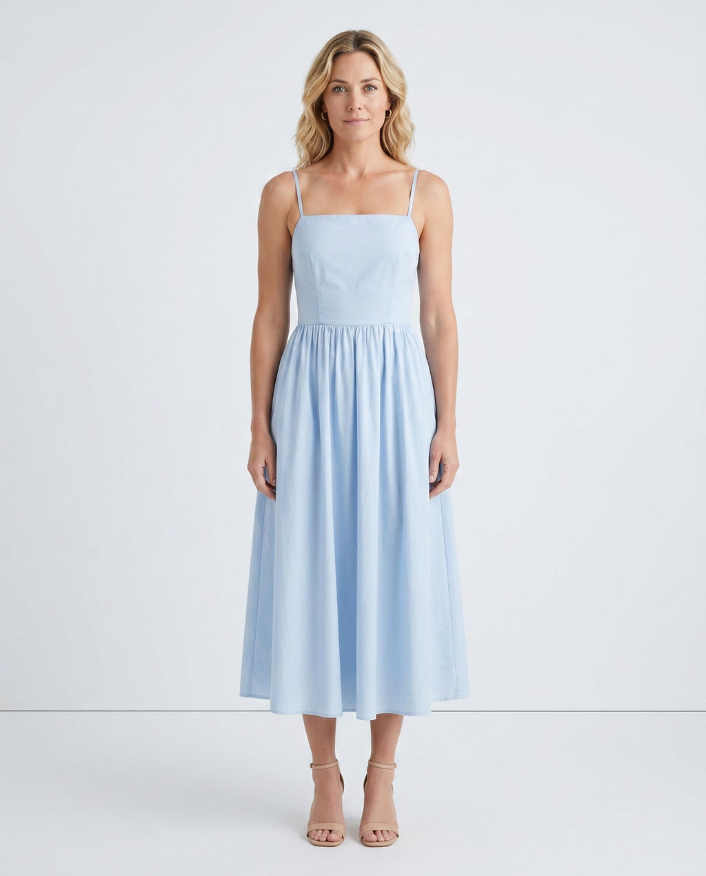 Noor | Spaghetti Strap Lace-Up Midi Dress