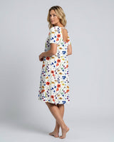 Beatrix | Pleated Floral Short Sleeve Midi Dress