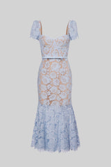 Sienna | Short Sleeve Lace Belted Midi Dress