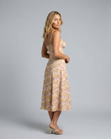 Renata | Floral Corset Lace-Up Midi Dress