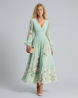 Aurelia | Long Sleeve Floral Midi with Pleated Skirt